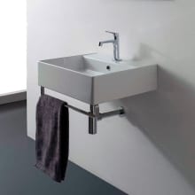 Scarabeo 15-2/3" Ceramic Wall Mount Bathroom Sink with One Faucet Hole - Includes Overflow