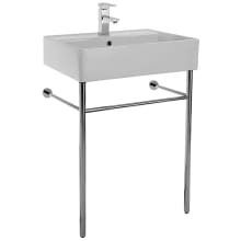 Scarabeo 23-3/5" Ceramic Bathroom Sink For Console Installation with One Faucet Hole - Includes Overflow