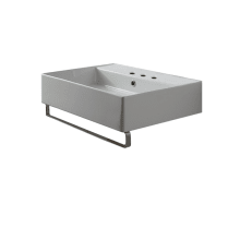 Scarabeo 23-3/5" Ceramic Wall Mount Bathroom Sink with Three Faucet Holes - Includes Overflow
