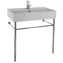 Scarabeo 31-1/2" Ceramic Bathroom Sink For Console Installation with One Faucet Hole - Includes Overflow