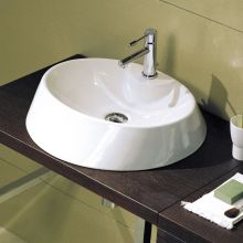 Scarabeo 33-3/4" Ceramic Vessel Bathroom Sink with One Faucet Hole