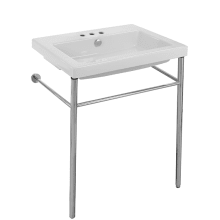 Tecla 23-5/8" Ceramic Bathroom Sink For Console Installation with Three Faucet Holes - Includes Overflow