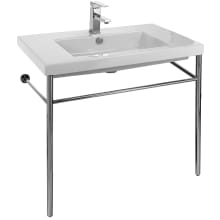Tecla 31-1/2" Ceramic Bathroom Sink For Console Installation with One Faucet Hole - Includes Overflow