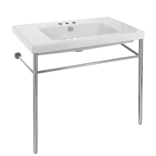 Tecla 31-1/2" Ceramic Bathroom Sink For Console Installation with Three Faucet Holes - Includes Overflow