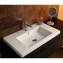 Tecla 31-1/2" Ceramic Wall Mounted / Drop In Bathroom Sink with One Faucet Hole - Includes Overflow