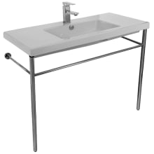 Tecla 39-3/8" Ceramic Bathroom Sink For Console Installation with One Faucet Hole - Includes Overflow