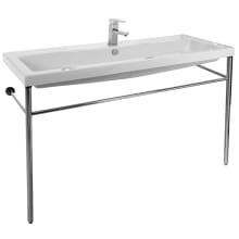 Tecla 47-1/4" Ceramic Bathroom Sink For Console Installation with One Faucet Hole - Includes Overflow