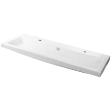 Tecla 47-1/4" Ceramic Wall Mounted / Drop In Bathroom Sink with Two Faucet Holes - Includes Overflow