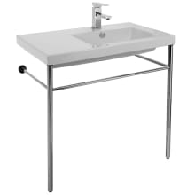 Tecla 31-1/2" Ceramic Bathroom Sink For Console Installation with One Faucet Hole - Includes Overflow