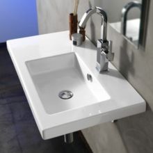 Tecla 31-1/2" Ceramic Wall Mounted / Drop In Bathroom Sink with One Faucet Hole - Includes Overflow