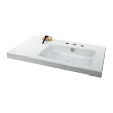Tecla 31-1/2" Ceramic Wall Mounted / Drop In Bathroom Sink with Three Faucet Holes - Includes Overflow