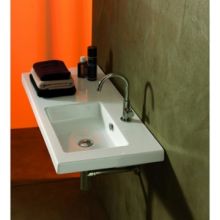 Tecla 39-3/8" Ceramic Wall Mounted / Drop In Bathroom Sink with One Faucet Hole - Includes Overflow