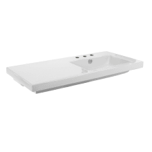 Tecla 39-3/8" Ceramic Wall Mounted / Drop In Bathroom Sink with Three Faucet Holes - Includes Overflow