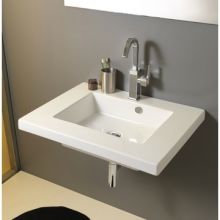 Tecla 27-9/16" Ceramic Wall Mounted / Drop In Bathroom Sink with One Faucet Hole - Includes Overflow