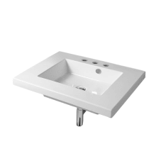 Tecla 27-9/16" Ceramic Wall Mounted / Drop In Bathroom Sink with Three Faucet Holes - Includes Overflow