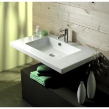 Tecla 35-7/16" Ceramic Wall Mounted / Drop In Bathroom Sink with One Faucet Hole - Includes Overflow