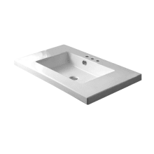 Tecla 35-7/16" Ceramic Wall Mounted / Drop In Bathroom Sink with Three Faucet Holes - Includes Overflow