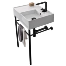 Scarabeo Teorema 2.0 24" Rectangular Ceramic Console Bathroom Sink with One Faucet Hole - Includes Overflow