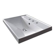 Scarabeo 23-5/8" Ceramic Wall Mounted / Drop In Bathroom Ramp Sink with Three Faucet Holes - Includes Overflow