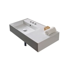 Scarabeo 32" Ceramic Wall Mounted Bathroom Sink with Three Faucet Holes