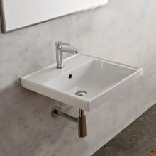 Scarabeo 24-1/4" Ceramic Wall Mounted / Drop In Bathroom Sink with One Faucet Hole - Includes Overflow