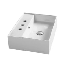 Scarabeo Teorema 2.0 20" Rectangular Ceramic Vessel Bathroom Sink with Three Faucet Holes - Includes Overflow
