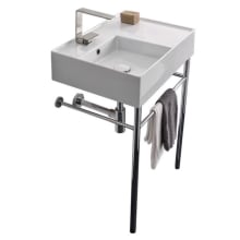 Scarabeo Teorema 2.0 24" Ceramic Bathroom Sink for Console Installation with One Faucet Hole - Includes Overflow