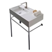 Scarabeo Teorema 2.0 32" Ceramic Bathroom Sink for Console Installation with One Faucet Hole - Includes Overflow