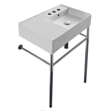 Scarabeo Teorema 2.0 24" Rectangular Ceramic Console Bathroom Sink with Three Faucet Holes - Includes Overflow