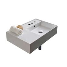 Scarabeo Teorema 2.0 24" Rectangular Ceramic Vessel or Wall Mounted Bathroom Sink with Three Faucet Holes - Includes Overflow