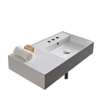 Scarabeo Teorema 2.0 32" Rectangular Ceramic Vessel or Wall Mounted Bathroom Sink with Three Faucet Holes - Includes Overflow
