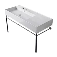 Scarabeo Teorema 2.0 40" Rectangular Ceramic Console Bathroom Sink with Three Faucet Holes - Includes Overflow