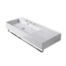 Scarabeo Teorema 2.0 40" Rectangular Ceramic Wall Mounted Bathroom Sink with Three Faucet Holes - Includes Overflow