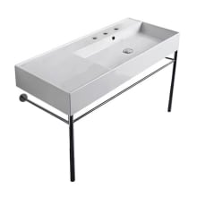 Scarabeo Teorema 2.0 40" Rectangular Ceramic Console Bathroom Sink with Three Faucet Holes - Includes Overflow