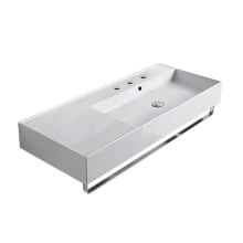 Scarabeo Teorema 2.0 40" Rectangular Ceramic Wall Mounted Bathroom Sink with Three Faucet Holes - Includes Overflow