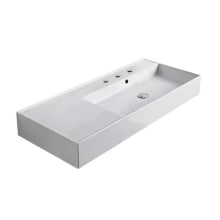 Scarabeo Teorema 2.0 40" Rectangular Ceramic Vessel or Wall Mounted Bathroom Sink with Three Faucet Holes - Includes Overflow
