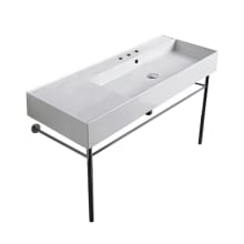 Scarabeo Teorema 2.0 48" Rectangular Ceramic Console Bathroom Sink with Three Faucet Holes - Includes Overflow