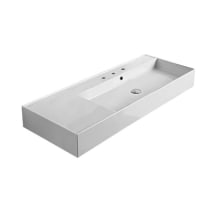 Scarabeo Teorema 2.0 48" Rectangular Ceramic Vessel or Wall Mounted Bathroom Sink with Three Faucet Holes - Includes Overflow