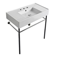 Scarabeo Teorema 2.0 32" Rectangular Ceramic Console Bathroom Sink with Three Faucet Holes - Includes Overflow