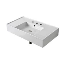 Scarabeo Teorema 2.0 32" Rectangular Ceramic Vessel or Wall Mounted Bathroom Sink with Three Faucet Holes - Includes Overflow