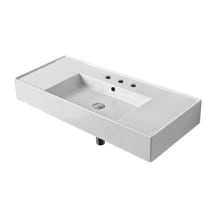 Scarabeo Teorema 2.0 40" Rectangular Ceramic Vessel or Wall Mounted Bathroom Sink with Three Faucet Holes - Includes Overflow
