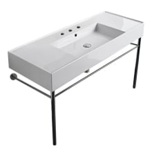 Scarabeo Teorema 2.0 48" Rectangular Ceramic Console Bathroom Sink with Three Faucet Holes - Includes Overflow