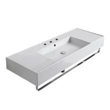 Scarabeo Teorema 2.0 48" Rectangular Ceramic Wall Mounted Bathroom Sink with Three Faucet Holes - Includes Overflow