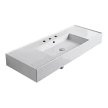 Scarabeo Teorema 2.0 48" Rectangular Ceramic Vessel or Wall Mounted Bathroom Sink with Three Faucet Holes - Includes Overflow
