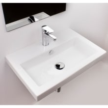 Tecla 23-5/8" Ceramic Wall Mounted / Drop In Bathroom Sink with One Faucet Hole - Includes Overflow