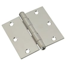 3-1/2" x 3-1/2" Stainless Steel Plain Bearing Square Corner Butt Hinge - Single