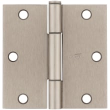 Squeak Guard 3-1/2" Wide Ball Bearing Square Corner Mortise Door Hinge - Pack of 3