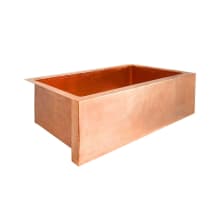 Pinnacle 33" Farmhouse Single Basin Copper Kitchen Sink for Undermount or Farmhouse Installations with Apron Front