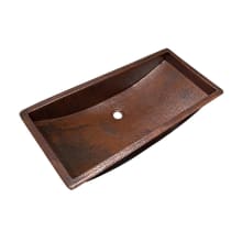 Copper 30" Rectangular Copper Drop In or Undermount Bathroom Sink