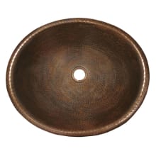 Rolled Classic 18-1/2" Oval Copper Drop In Bathroom Sink